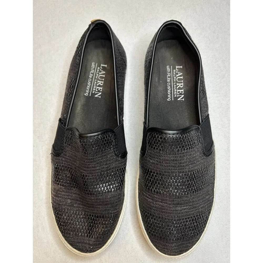 Lauren‎ Ralph Lauren Shoes Womens 7 Black  Weave Slip On Comfort Casual Preppy